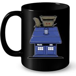 police box doctor snoopy house &8211 full-wrap coffee black mug