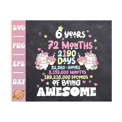 girl birthday svg | 6 years old girl birthday party cricut file | happy 6th bday | awesome since 2016 | commercial use &