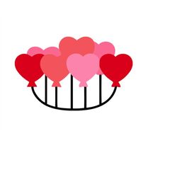 heart balloons dxf cut file, heart balloons instant download, heart balloons png, heart balloons svg image