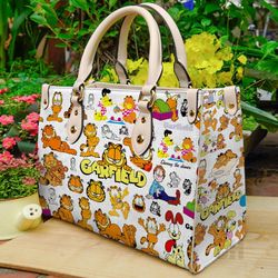 garfield cat leather handbag, garfield lover women bag, personalized leather bag