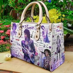 prince singer leather handbag, prince purple moments women bag, personalized leather bag