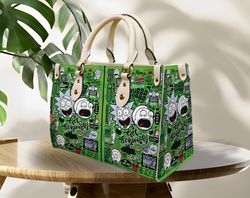 rick and morty leather handbag, cartoon women bag, personalized leather bag