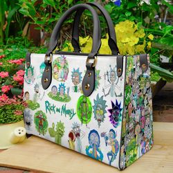 rick and morty leather handbag, rick and morty cartoon women bag, personalized leather bag