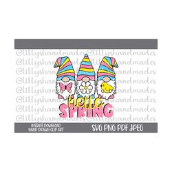 hello spring svg files, spring png, spring clipart, spring vector, spring sublimation designs, spring gnome svg, gnomes