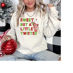 retro christmas sweatshirt, christmas candy cane shirt, christmas women shirt, sweet but a little twisted sweater, chris