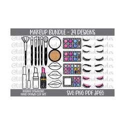 makeup svg bundle, makeup clipart, eyelashes svg, lips svg, eyeshadow svg, lipstick svg, makeup brush svg, mascara svg,