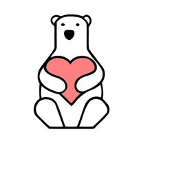 polar bear valentines day cutting clipart, pdf image file, svg cut file, instant download commercial use image