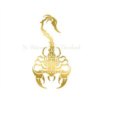 tribal scorpion metallic psd, tribal scorpion label clipart, tribal scorpion image, tribal scorpion gold foil png