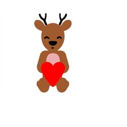 valentine deer png file, valentine deer pdf clip art, valentine deer dxf cut file, valentine deer svg cutting file comme