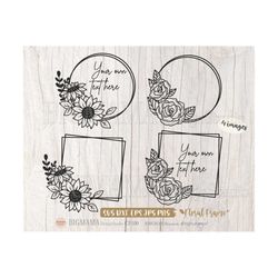 floral frame svg,floral circle frame,dxf,flower wreath,png,sunflower,rose,cricut,silhouette,commercial use,instant downl