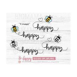 bee happy svg,be happy,bumblebee,bee with heart,honeybee,clipart,layered,dxf,cut file,png,vinyl,cricut,silhouette,instan