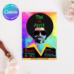 70s birthday disco party invitation, 80s party invitation, disco invitation, 90s party invitation, 70s birthday, 40th