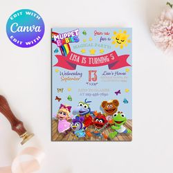 muppet babies invitation, muppet babies birthday invitation, muppet babies birthday party invitation, muppet invitation