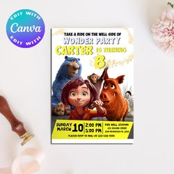 wonder park invitation, wonder park birthday invitation, animation invitation, wonder park birthday party invitation