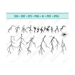 Lightning SVG, Lightning Bolt Svg, Storm Svg, Thunder Svg, Cracks Svg, Instant Download, Crack stencil, Vector cracks, E