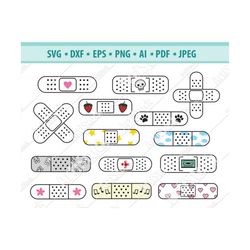 bandage svg bundle, bandaid clipart, bandaid with heart svg, first aid png, pharmacy svg, cute bandage svg, adhesive ban