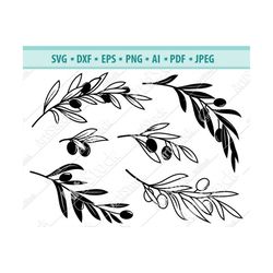 olive branch svg, olive svg, olive clipart, olive silhouette, botanical svg, laurel wreath svg, olives leaf svg, file fo