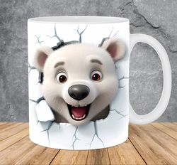 3d baby bear hole in a wall mug