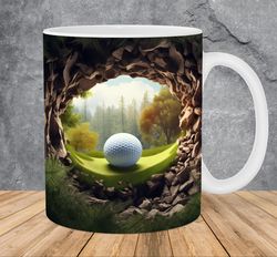 3d golf ball golfer hole in a wall mug