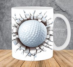 3d golf ball hole in a wall mug