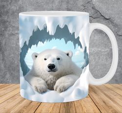 3d polar bear hole in a wall mug