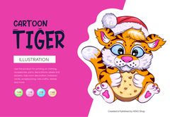 cartoon tiger with cookies. t-shirt, svg, png