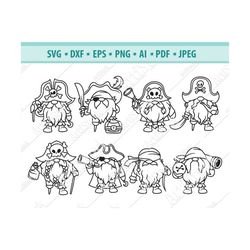 pirate gnomes svg, funny gnomes svg, pirates svg, gnomes pirate clipart, gnome svg, garden gnome svg, nordic gnome svg,