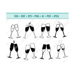 toast svg, toasting svg, celebrate svg, celebration svg, champagne glass, svg, cut file, design, dxf, clipart, vector, i