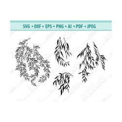 willow svg, willow tree branch svg, tree branches svg, vine svg, willow clipart, silhouette, weeping willow svg, willow