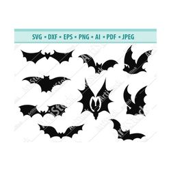 bat svg bundle, bat svg, halloween bat svg, bat cut files for silhouette, files for cricut, bat vector svg, dxf, png, jp