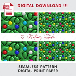 trendy christmas 3d inflated bubble puff design - seamless tileable pattern - digital paper - png 300 dpi