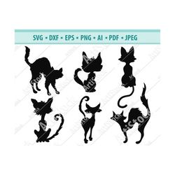 black cat svg halloween cat svg cut files halloween decal images download svg clipart for cricut dxf scare cat silhouett