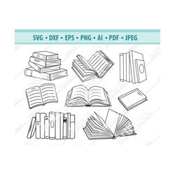 book svg file, book lover svg, reading svg, school svg, library clipart, open book svg, librarian svg, book cut file, ve