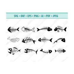 fish bone svg byndle, fish skeleton svg, dead fish svg, fish bone silhouette, clipart, vector,files for cricut,digital f