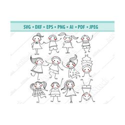 stick kids svg bundle, stick kids cut files, stick kids clipart, cut files for cricut silhouette,png, dxf, eps.stick chi