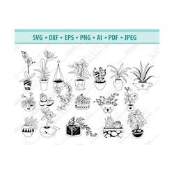 plants svg, potted plants svg, houseplants svg, garden plants svg, flower pot clipart, gardening svg, file for cricut, s