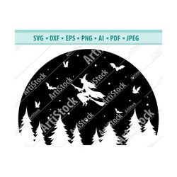 halloween svg, moon svg, witch, dxf, eps, happy halloween, bat svg, fall svg, october, autumn, night, cut file, clipart,