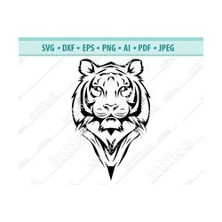 tiger face, tiger svg, head of a tiger clipart, file cutting, dxf, eps design, cutting files for silhouette studio and c