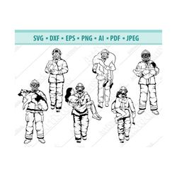 firefighter svg, fireman svg cut file, fireman silhouette, fireman clipart, digital, instant download, fire department s