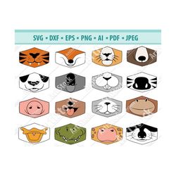 animal faces svg, face mask svg, funny pets mouth svg, emoji svg, animal mouth svg, face clipart, smiling face png, cat
