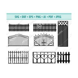 fences svg bundle, fences svg, iron fences svg, fence clipart, wooden fences svg, forged fence svg, svg cricut file, vec