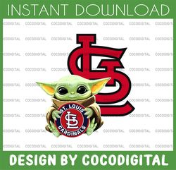 baby yoda with st louis cardinals baseball png,  baby yoda mlb png, mlb png, digital download,printing