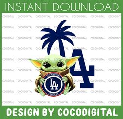 baby yoda with la dodgers baseball ,  baby yoda mlb png, mlb png, digital download,printing