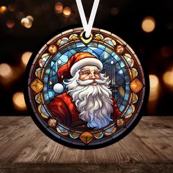 stained glass santa ornament