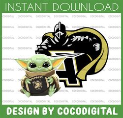 baby yoda with army black kinght football, football png, baby yoda png, ncaa png, digital download