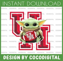 baby yoda with houston cougars football png,  baby yoda png, ncaa png, digital download