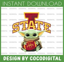 baby yoda with iowa state cyclones football png,  baby yoda png, ncaa png, digital download