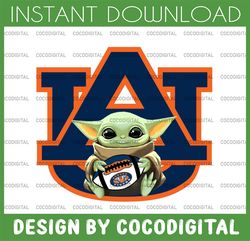 baby yoda with auburn tigers football png,  baby yoda png, ncaa png, digital download,printing