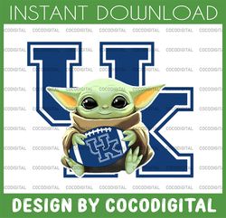 baby yoda with kentucky wildcats football png,  baby yoda png, ncaa png, digital download