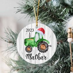 green tractor christmas ornament